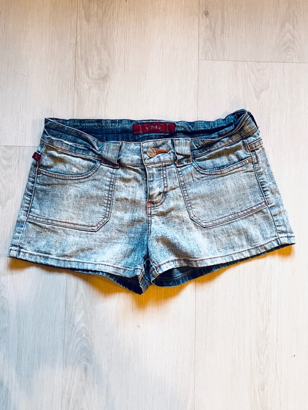 YMI Jeans Women's Y2K Light Wash Low-Rise Denim Mini Shorts Size 7